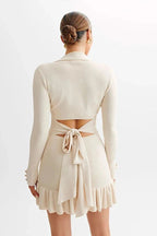 Elegant Lace-Up A-Line Mini Dress
