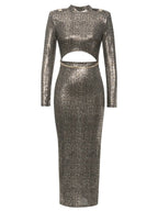 Python Snake Pattern Cut Out Dress with Chain