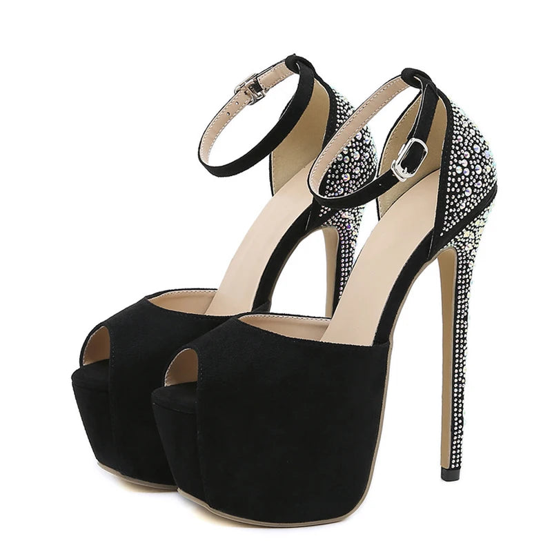Rhinestone Fetish High Heels Platform Sandals for Women