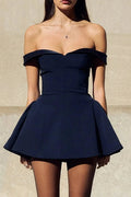 Off-Shoulder Backless Strapless Mini Dress