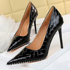 Sexy Party Rivet Woman Pumps - High Heels Stiletto in Pu Leather