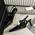 Women's Fashion Metal Buckle Pointed Toe Low Thin Heeled Sandal for Spring and Autumn
