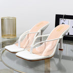 Luxury Transparent Stiletto Flip Flops Clip Toe Sandals 9CM Black Temptation Outdoor Slippers