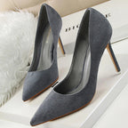 Suede High Heel Pumps - Fashionable Office and Party Shoes