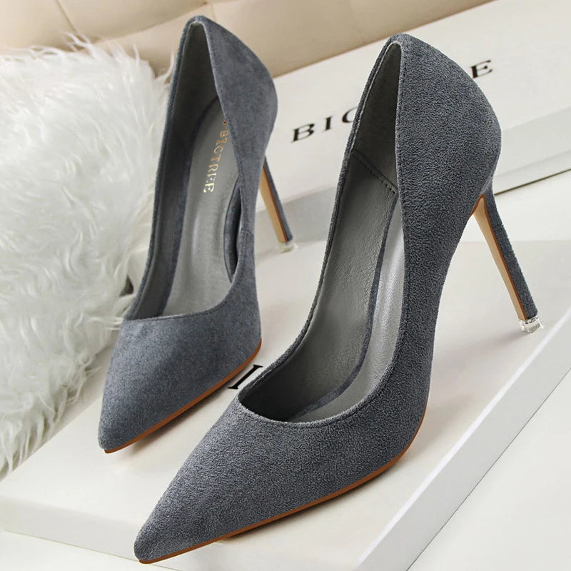 Suede High Heel Pumps - Fashionable Office and Party Shoes