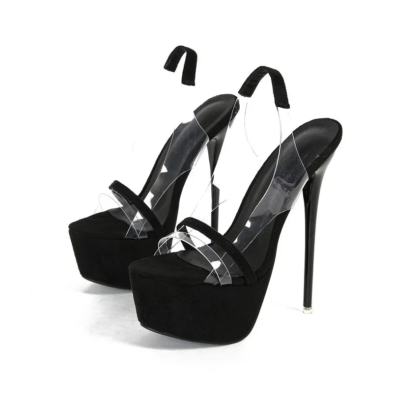 PVC Transparent Platform High Heels Women Sandals for Summer