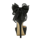 Satin Butterfly-knot Buckle Strap Women Pumps Pointed Toe Stiletto High Heels
