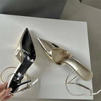 Elegant Pointed Toe Pumps with Buckle Strap and Thin Low Heels
