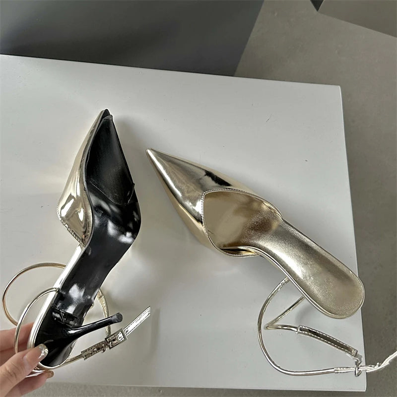 Elegant Pointed Toe Pumps with Buckle Strap and Thin Low Heels