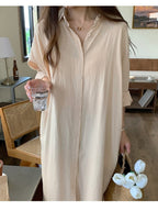 Thalia Effortless Long Linen Shirt Dress Premium Wardrobe Essential