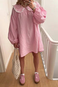 Plaid Mini Dress with Elegant Puff Sleeves