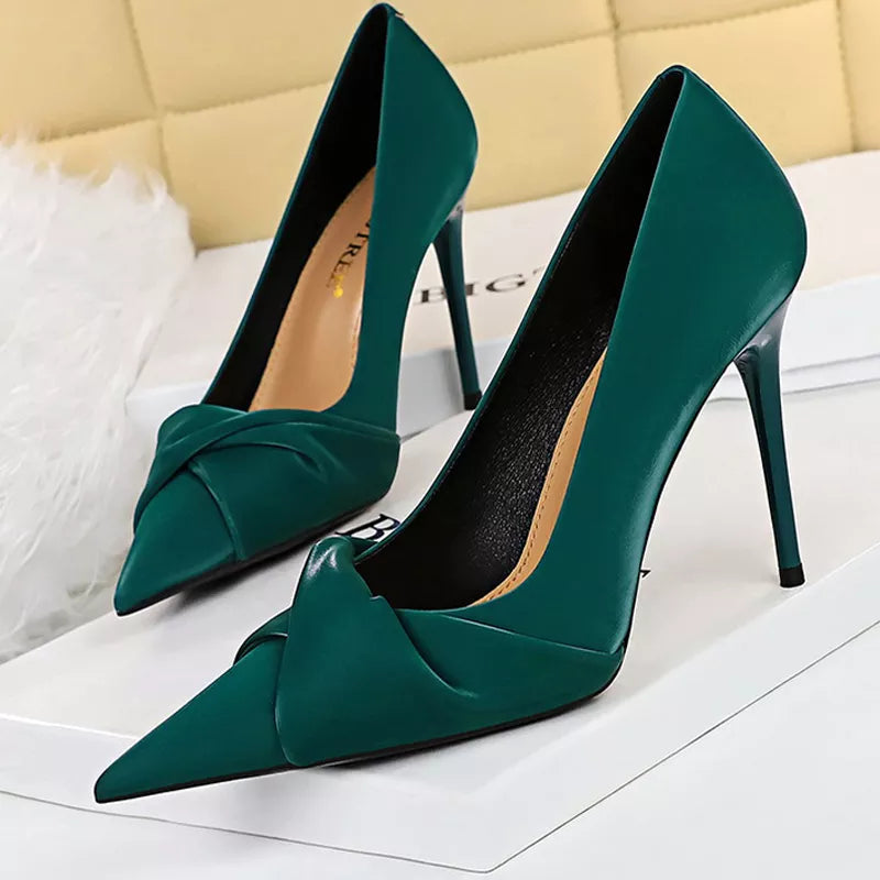 Designer Bow-knot High Heels for Elegant Banquets