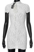 Lace Up Bodycon Mini Dress with Short Sleeves