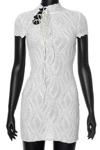 Lace Up Bodycon Mini Dress with Short Sleeves