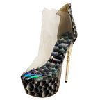 PVC Transparent Peep Toe Platform Sandals with Stiletto Heels for Women