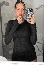 Patchwork O Neck Bodycon Mini Dress
