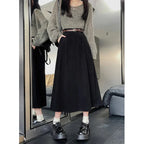 AmyVictoria | Classic Belt Corduroy Midi Skirt
