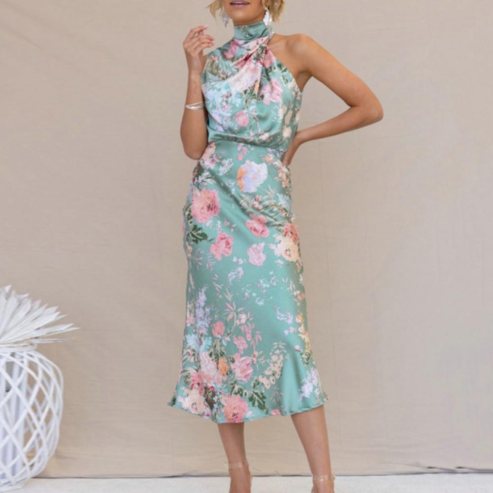 Olga Exclusive Backless Dress with Floral Pattern and Collar Statement Occasion Edit