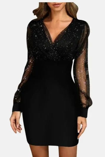 V-Neck Bodycon Mini Dress