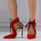 Cross-Tied Women Pumps Sandals with Pointed Toe and High Heels for Wedding and Stripping