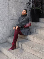 Autumn New Women Winter Solid Loose Sweater Casual High Collar Long Sleeves Female Short Pullover Lady High Street Knitwear