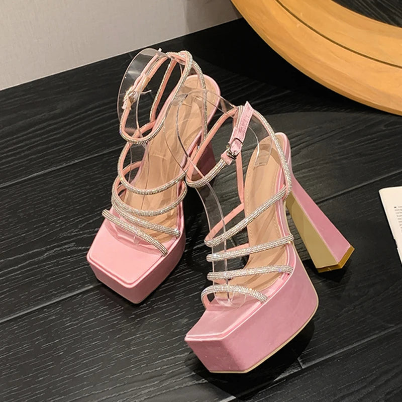Pink Women Sexy 15CM Super High Sandals - Pink 15CM High Heel Sandals