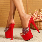 Bling Sequin Wedding Stripper Slippers for Women