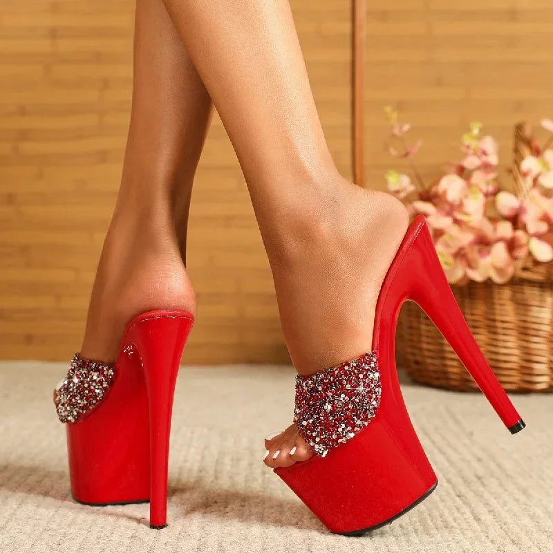 Bling Sequin Wedding Stripper Slippers for Women