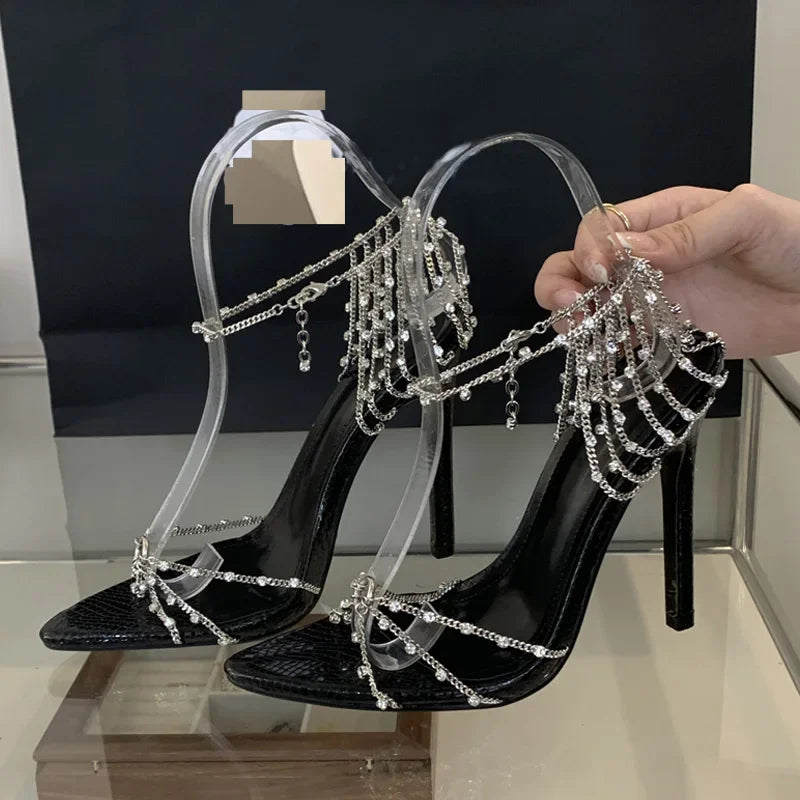 Fringe Chain Buckle Strap Women Sandals
