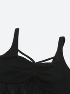 Sweetheart Criss Cross Strap Sheer Corset Panel Bodycon Mini Dress