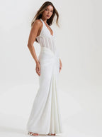 Sheer Halter Maxi Dress