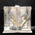 Pearl Ankle Strap Bling Fashion Wedding Pointed Toe Shallow High Heel