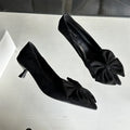 Autumn Elegant Butterfly Knot Stylish Pointed Toe Sexy Stiletto Low Heel Pumps