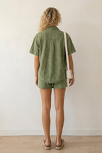Short Sleeve Denim Shirt Shorts Set