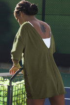 Short Sleeve Pocketed Backless Rompers