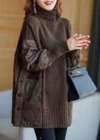 | Turtleneck Patchwork Knit Sweater