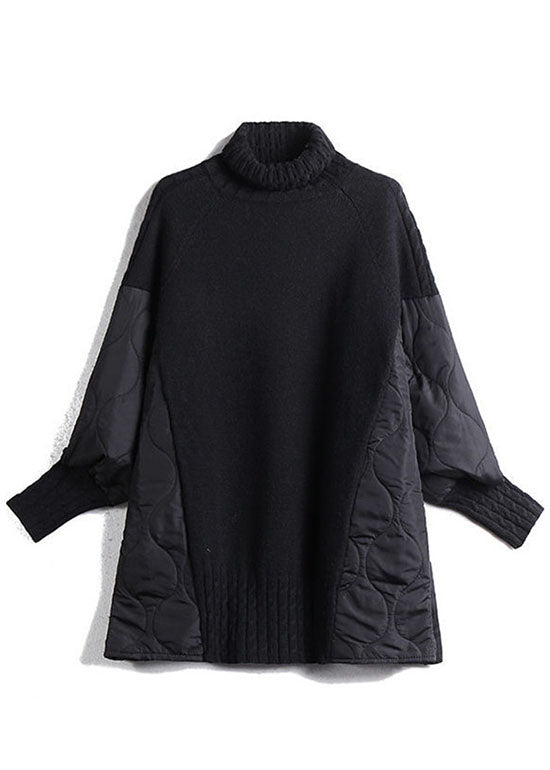 | Turtleneck Patchwork Knit Sweater