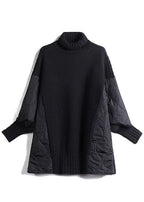 | Turtleneck Patchwork Knit Sweater