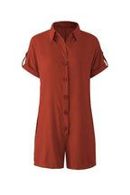 Single-breasted Pocketed Shirt Rompers