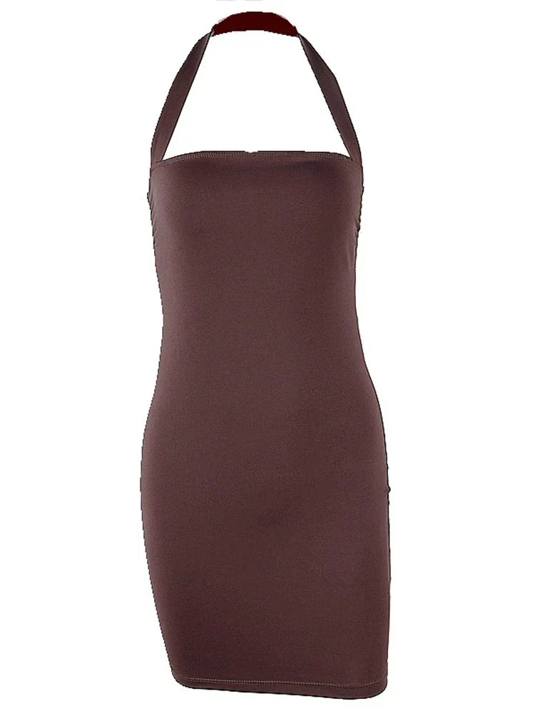 Halter Neck Ruched Bandeau Bodycon Mini Dress