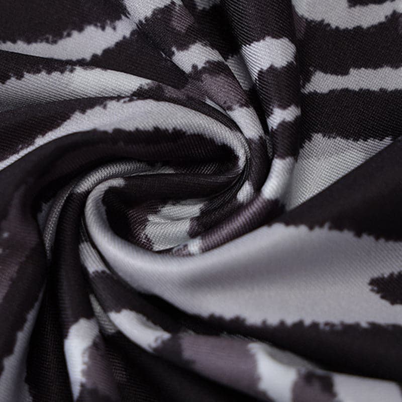 Zebra Print Long Sleeve Halter Cutout Lace-Up Wrap Mini Dress