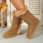Platform Winter Faux Fur Keep Warm Mid-Calf Women__ Snow Boot