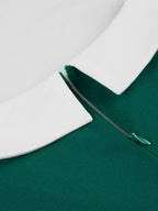 V Neck Contrast Lapel Ruched Retro A-line Swing Dress For Women 2026