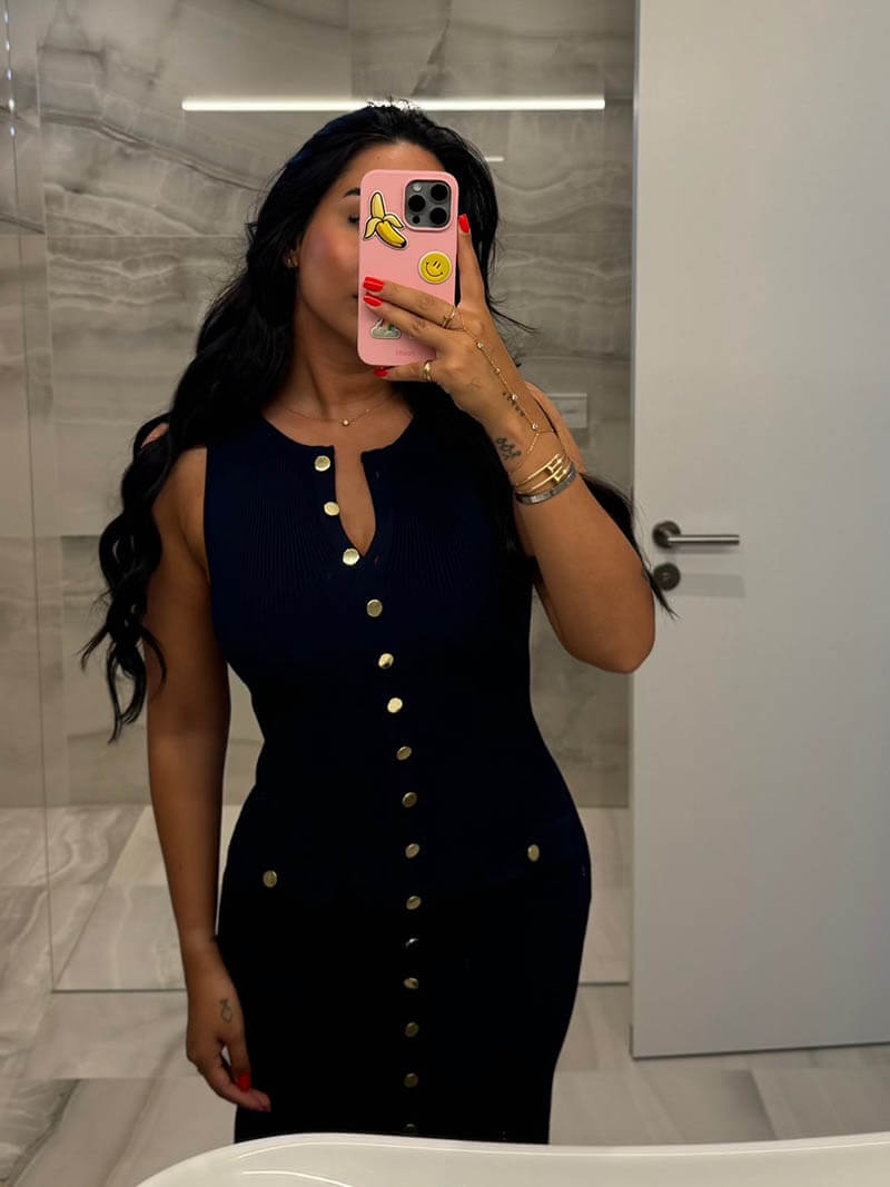 Ribbed Knit Button Front Flap Pocket Sleeveless Maxi Dress
