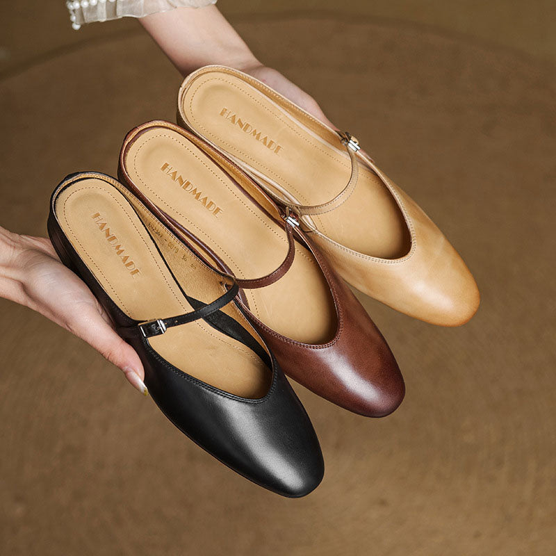Sofia Amoretti Leather Flats with Buckle Strap