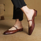 Sofia Amoretti Leather Flats with Buckle Strap
