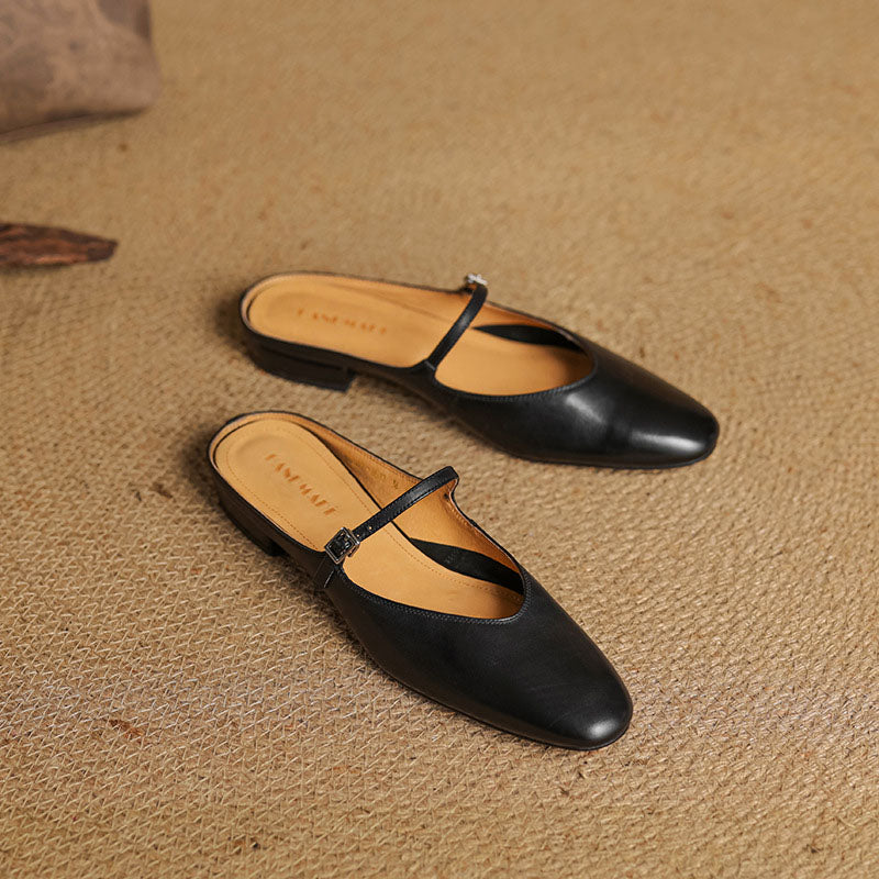 Sofia Amoretti Leather Flats with Buckle Strap