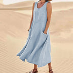 Sofia Amoretti Linen Maxi Dress with Pockets