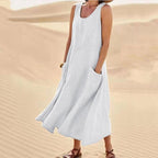 Sofia Amoretti Linen Maxi Dress with Pockets