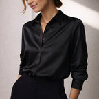 Sofia Amoretti Relaxed Satin Button-Up Blouse